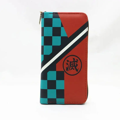 Demon Slayer Anime Long Wallet Color Block Design Kamado Tanjiro Kochou Shinobu Tomioka Giyuu PU Leather Purse
