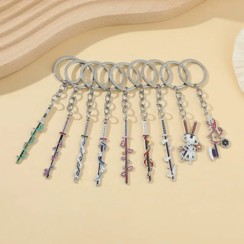 Anime Demon Slaye Sword Keychains Mini Japanese Katana Collection Souvenir Key Chains Enamel Pin Pendant Decor Exquisite Gifts