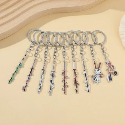 Anime Demon Slaye Sword Keychains Mini Japanese Katana Collection Souvenir Key Chains Enamel Pin Pendant Decor Exquisite Gifts