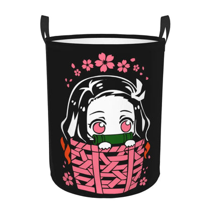 Custom Demon Slayers Anime Laundry Basket Collapsible Kimetsu No Yaiba Toy Clothes Hamper Storage Bin for