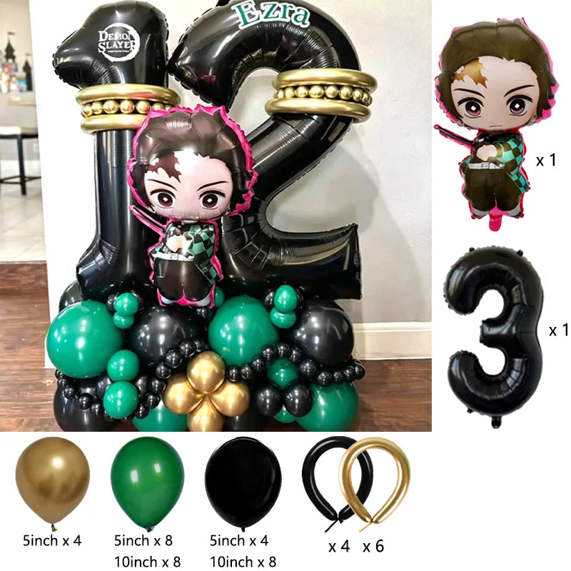 Premium Demon Slayer Theme Balloon Arch Garland Kit Anime Balloon Chain Set Birthday Party Baby Shower Decor