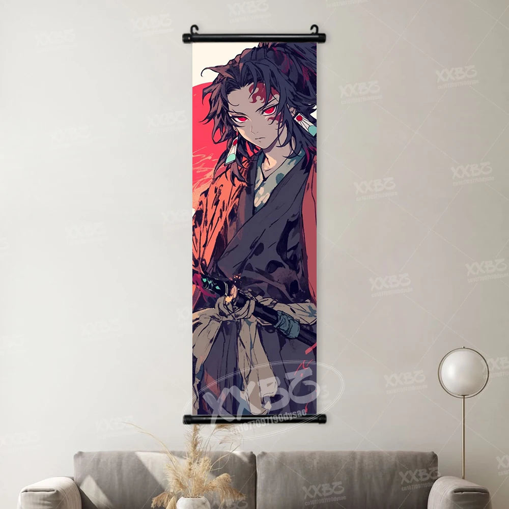 Demon Slayer Poster Home Decor Hashibira Inosuke Canvas Scrolls Picture Agatsuma Zenitsu Wall Art Kamado Nezuko Hanging Painting