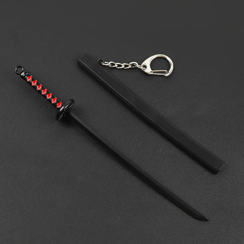 17cm Demon Slayer Keychain Nichirin Blade Model Anime Backpack Pendant Key Ring Tanjirou Zenitsu Creative Collectible Toy Gift