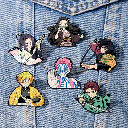 Demon Slayer Cartoon Brooch Badge Student Backpack Decoration Anime Merchandise Shinobu Kocho Japanese Anime