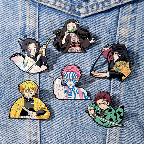Demon Slayer Cartoon Brooch Badge Student Backpack Decoration Anime Merchandise Shinobu Kocho Japanese Anime