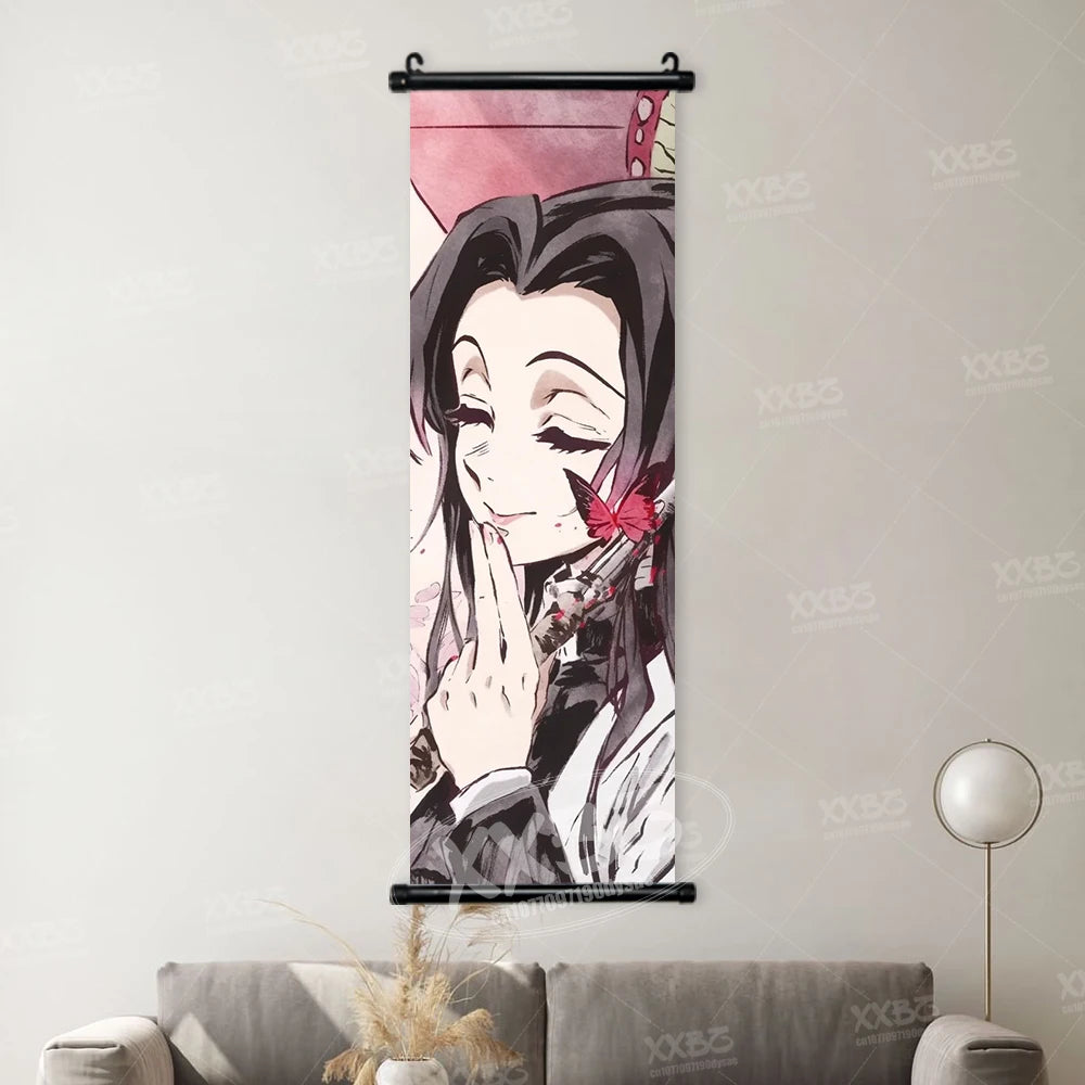 Demon Slayer Poster Home Decor Hashibira Inosuke Canvas Scrolls Picture Agatsuma Zenitsu Wall Art Kamado Nezuko Hanging Painting