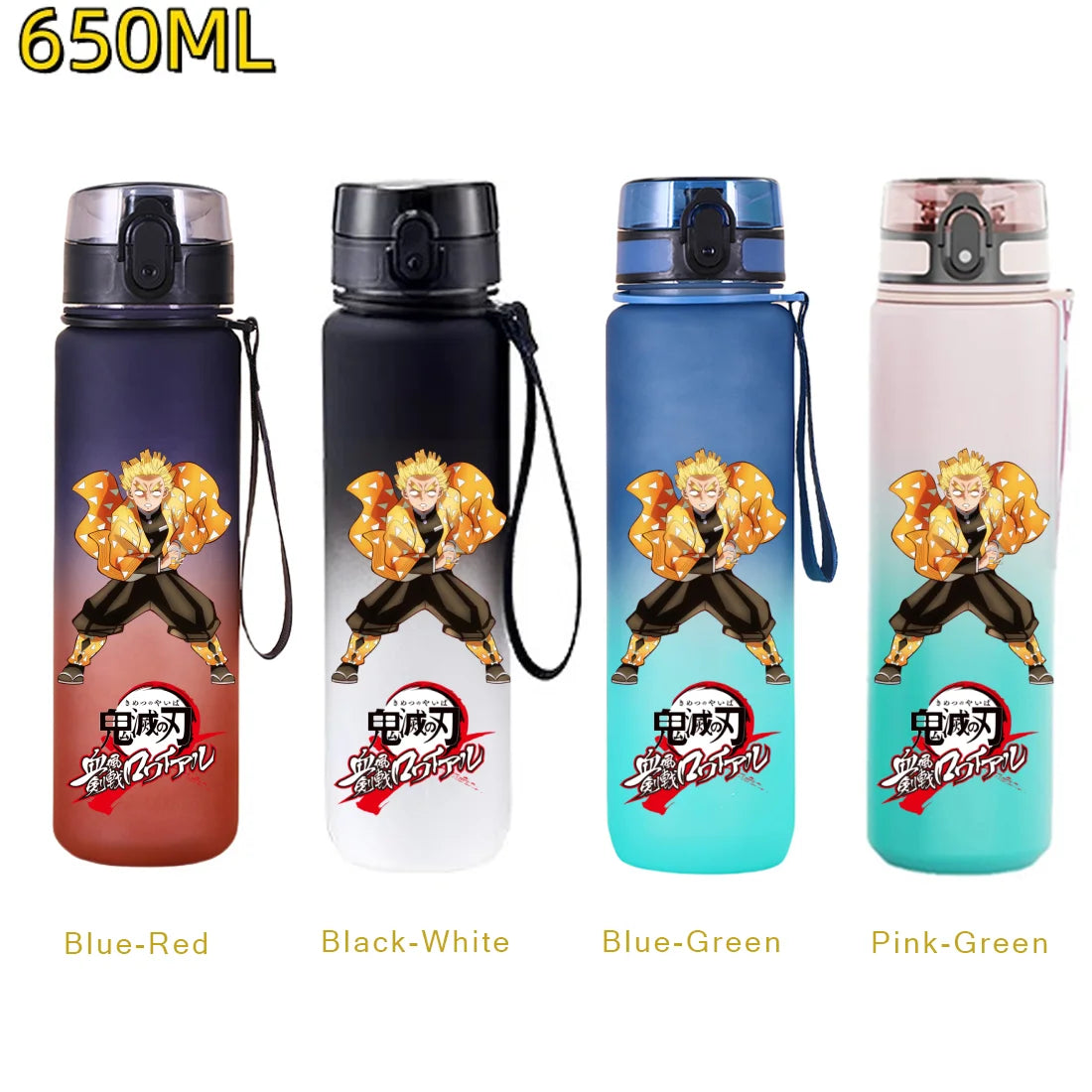 650ML Demon Slayer Kamado Tanjirou Rengoku Kyoujurou Portable Sports Water Bottle Leak Proof Outdoor Travel Sports Fitness Jugs