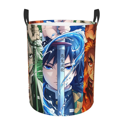 Tanjiro Kamado Demon Slayer Nezuko Kamado Laundry Basket Zenitsu Agatsuma Clothes Hamper for Household Clothes Storage Bag