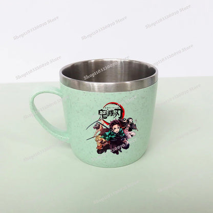 Demon Slayer Kimetsu No Yaiba Double Layer Anti-scalding Water Cup Anime 304 Stainless Steel Milk Mug Anti Drop Water Glass Gift