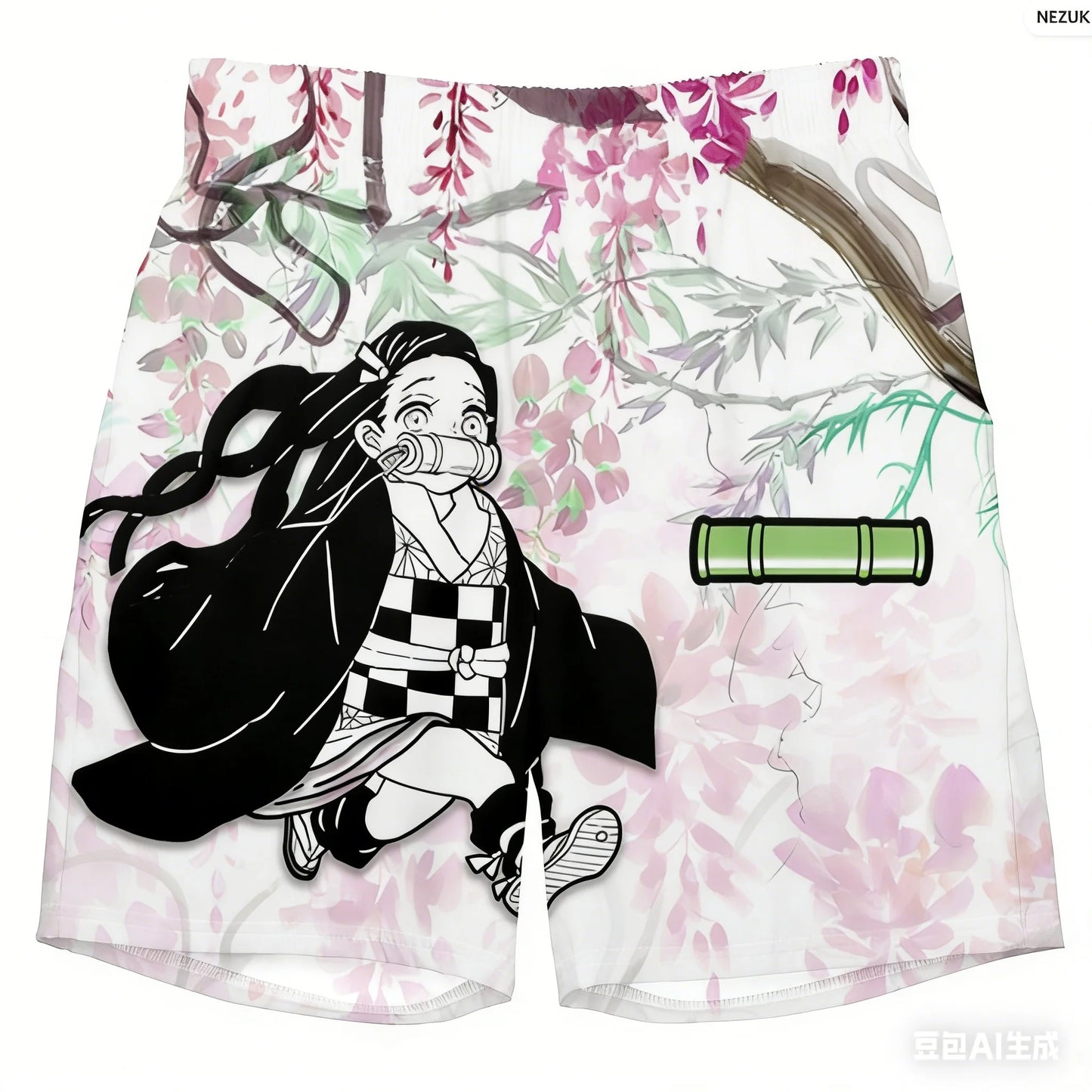 Demon Slayer Wisteria Shorts for Adults and Children, 3D Printed Beach Shorts of The Swordsman Under The Wisteria