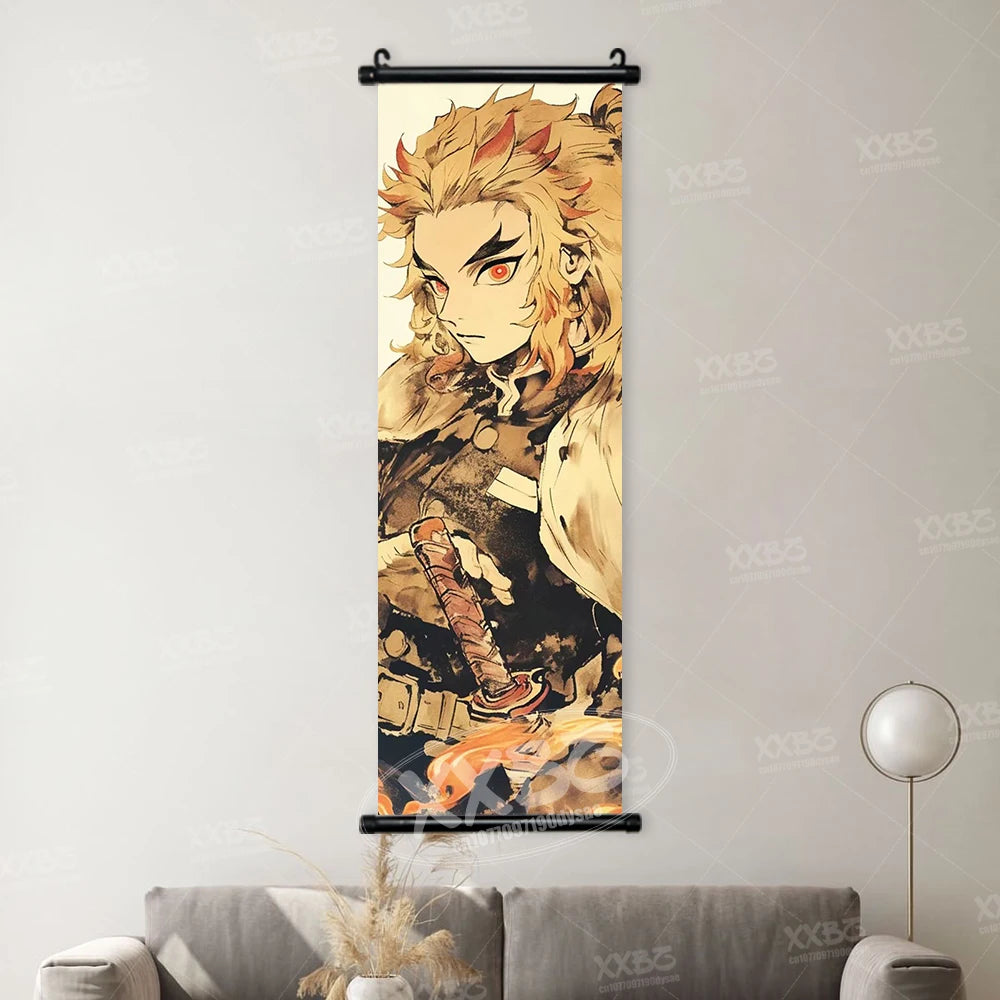 Demon Slayer Poster Home Decor Hashibira Inosuke Canvas Scrolls Picture Agatsuma Zenitsu Wall Art Kamado Nezuko Hanging Painting