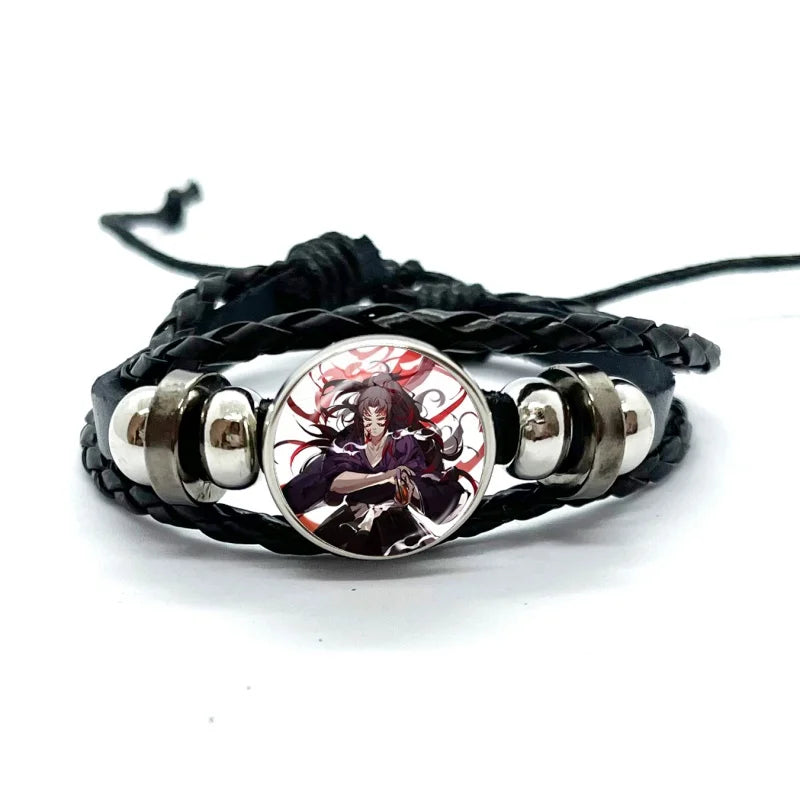 Kokushibo Anime Figure Leather Bracelets Cosplay Eyes Cartoon Horror Multilayer Braided Bracelets Bangles Handmade Jewelry Gifts