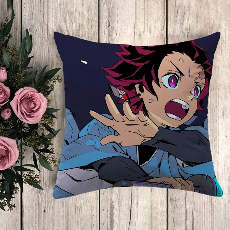 Pillow Demon Slayer Cushion Cover 45*45 Pillowcase Decorative Pillows for Sofa Pilow Cases Pillowcases 50x50 Car Decoration Body