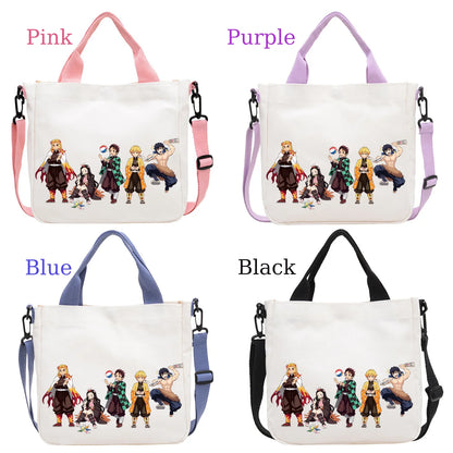 Demon Slayer Kamado Nezuko Tanjirou Anime Cartoon Crossbody Bag Commuting Shoulder Bag Canvas Tote Bags Handbag Birthday Gift