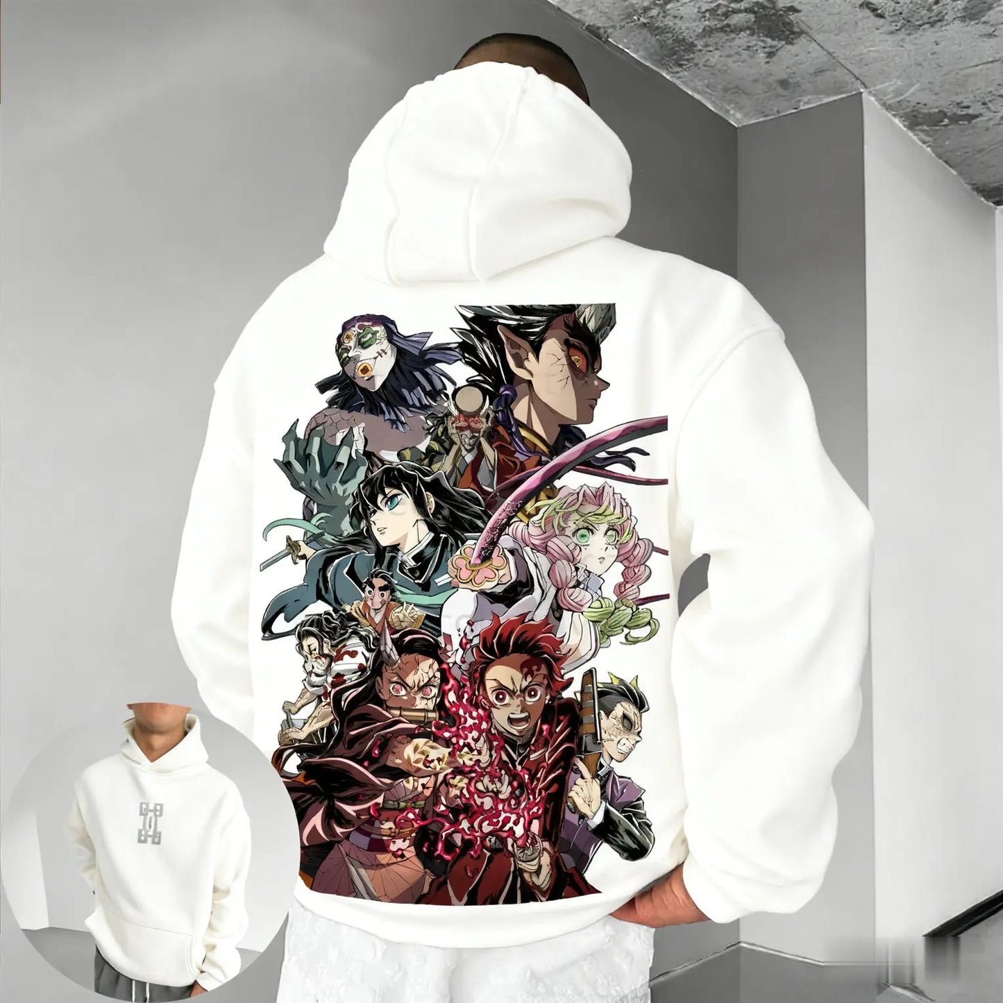 Demon Slayer Muichiro Tokito Large Size Fleece Hoodie Loose New Autumn Winter Men's and Women's Parent-Child Versatile Jacket