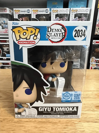Demon Slayer Giyu Tomioka Holiday #2034 Funko Pop Action Doll 4.3In Special Edition Vinyl Sculpture Toy Collecti Souvenirs Gifts