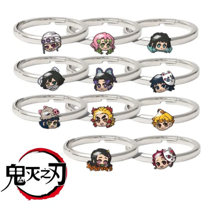 Demon Slayer Douma Tokitou Muichirou Tomioka Giyuu 2D Ring Fashion Personalized Cosplay Accessories Anime Original Niche Gift