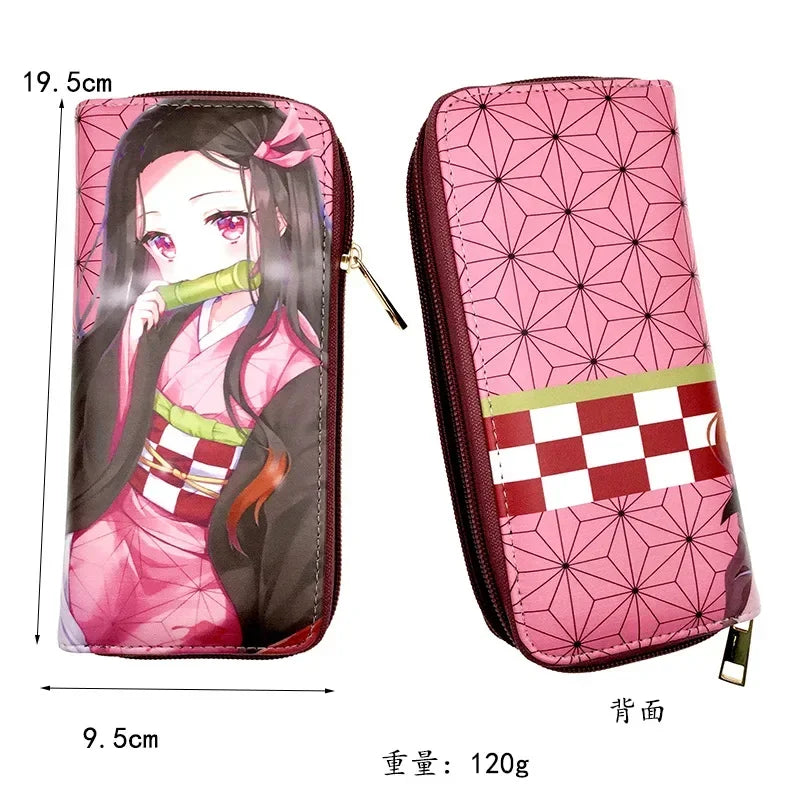 Demon Slayer Anime Cartoon Wallet Kimetsu No Yaiba Tanjirou Nezuko Zenitsu Giyuu Character Printing Zipper Wallet Birthday Gift