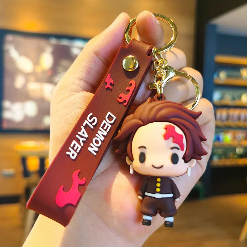 41 Styles Demon Slayer Kimetsu No Yaiba Blade of Ghost Keychain Cute Characters Bag Decor Car Key Chain Ring Fans Gift
