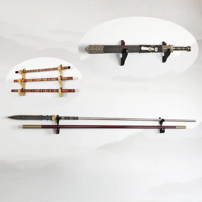 3-layers Wall Katana Shelf Support Holder Wooden Real Japanese Katana Samurai Sabre Sword Storage Rack Knife Display Organizer