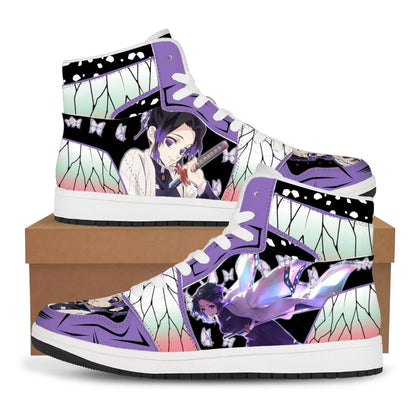 Anime Demon Slayer Sneakers Kochou Shinobu High-Top Sports Shoes Couples Cartoon Board Shoes Student Leisure Shoes Festival Gift