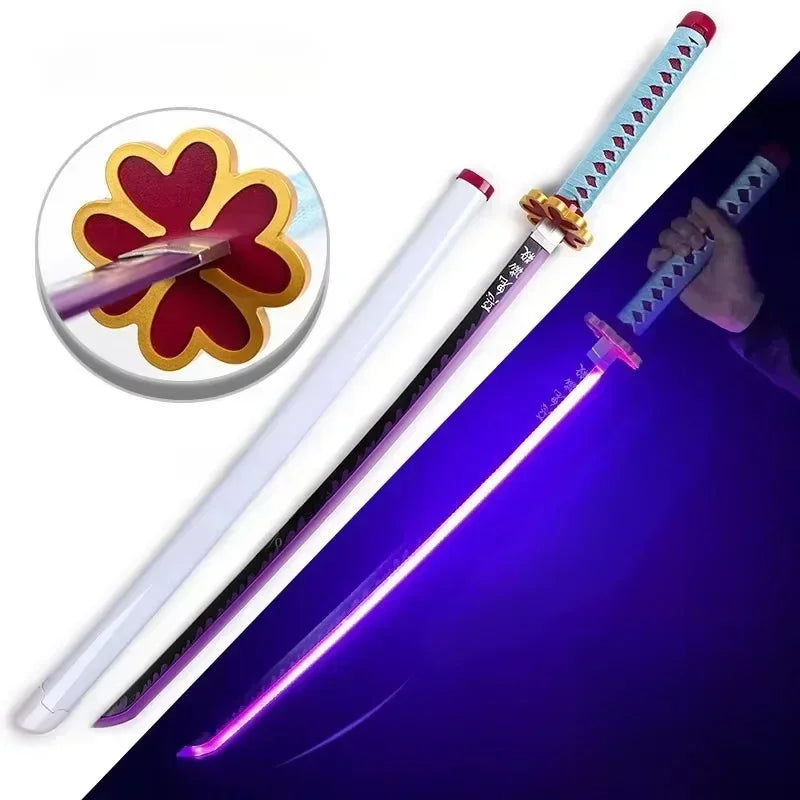 31/40inch Glow Demon Slayer Katana Luminous Sword LED Light Kyoujurou Anime Cosplay Prop Real Japanese Katana Samurai Lightsabre