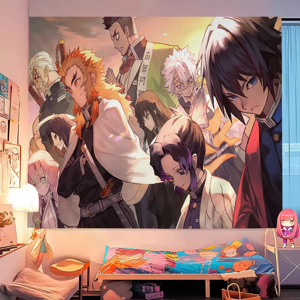 Anime Demon Slayer Colorful Tapestry Wall Hanging Bohemian Wall Tapestries Mandala Wall Art Decor