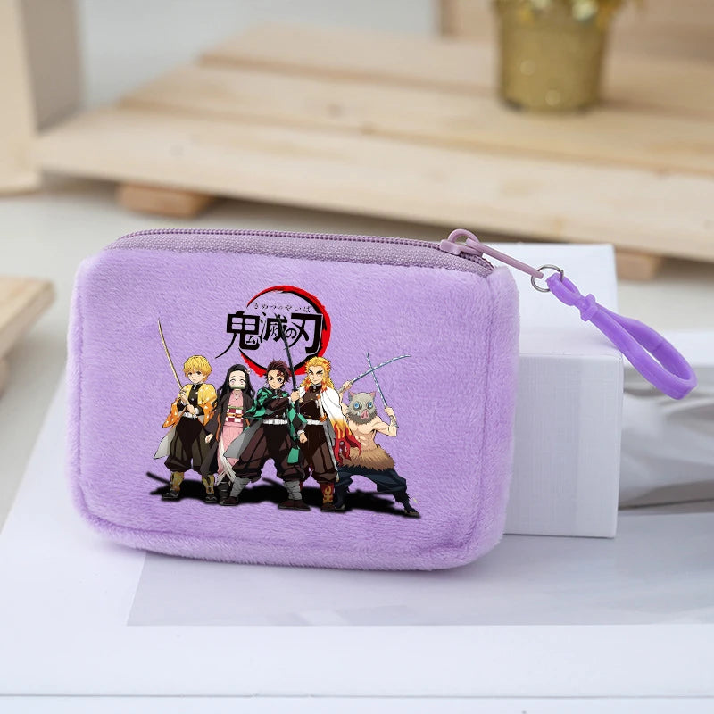 Demon Slayer Coin Purse Kimetsu No Yaiba Boy Girl Anime Cartoon Small Wallet Portable Mini Storage Bags Pendant Plush Coin Purse