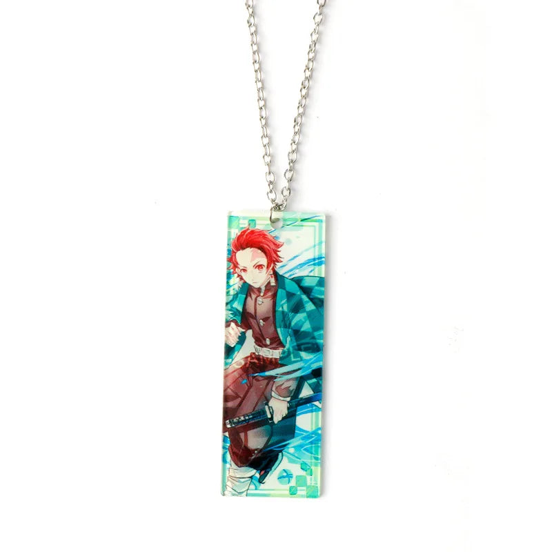Japanese Anime Demon Slayer Necklace Kamado Tanjiro Pendant Acrylic Accessories Wholesale Cosplay Jewelry Gift for Fans