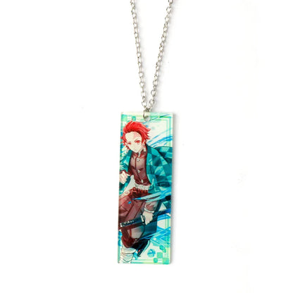 Japanese Anime Demon Slayer Necklace Kamado Tanjiro Pendant Acrylic Accessories Wholesale Cosplay Jewelry Gift for Fans