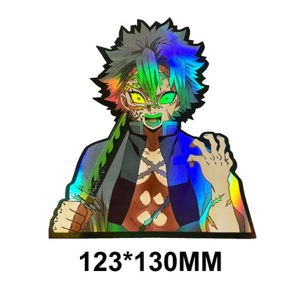 Demon Slayer Cartoon Holographic Anime Laser Stickers Motorcycle Anime Lenticular Car Window Sticker For Laptop Hot（25 designs）