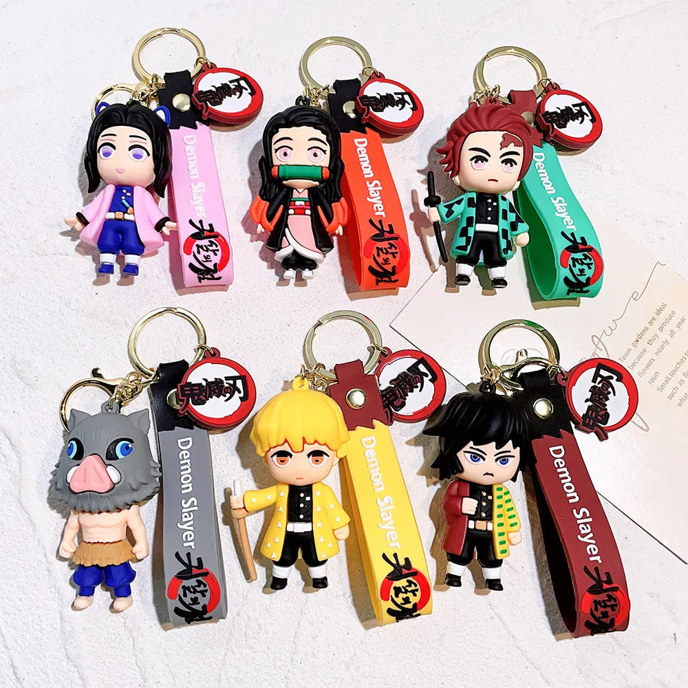 41 Styles Demon Slayer Kimetsu No Yaiba Blade of Ghost Keychain Cute Characters Bag Decor Car Key Chain Ring Fans Gift