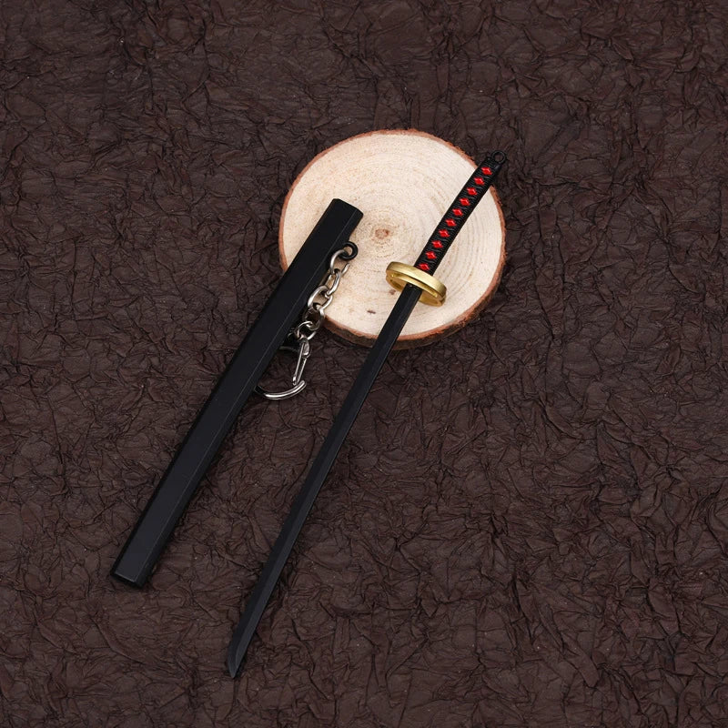 17cm Demon Slayer Keychain Nichirin Blade Model Anime Backpack Pendant Key Ring Tanjirou Zenitsu Creative Collectible Toy Gift