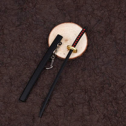 17cm Demon Slayer Keychain Nichirin Blade Model Anime Backpack Pendant Key Ring Tanjirou Zenitsu Creative Collectible Toy Gift