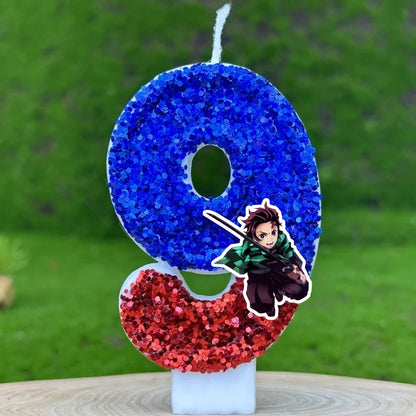 Demon Slayer Tanjirou Digital Candle Number 0-9 Kids Birthday Cake Decoration Supplies Cartoon Anime Party Accessories Supplies