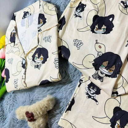 Cute Demon Slayer Pajama Set Spring Autumn Kamado Tanjirou Lolita Girl Pajamas Long Sleeves Student Cosplay Loungewear Set Gift