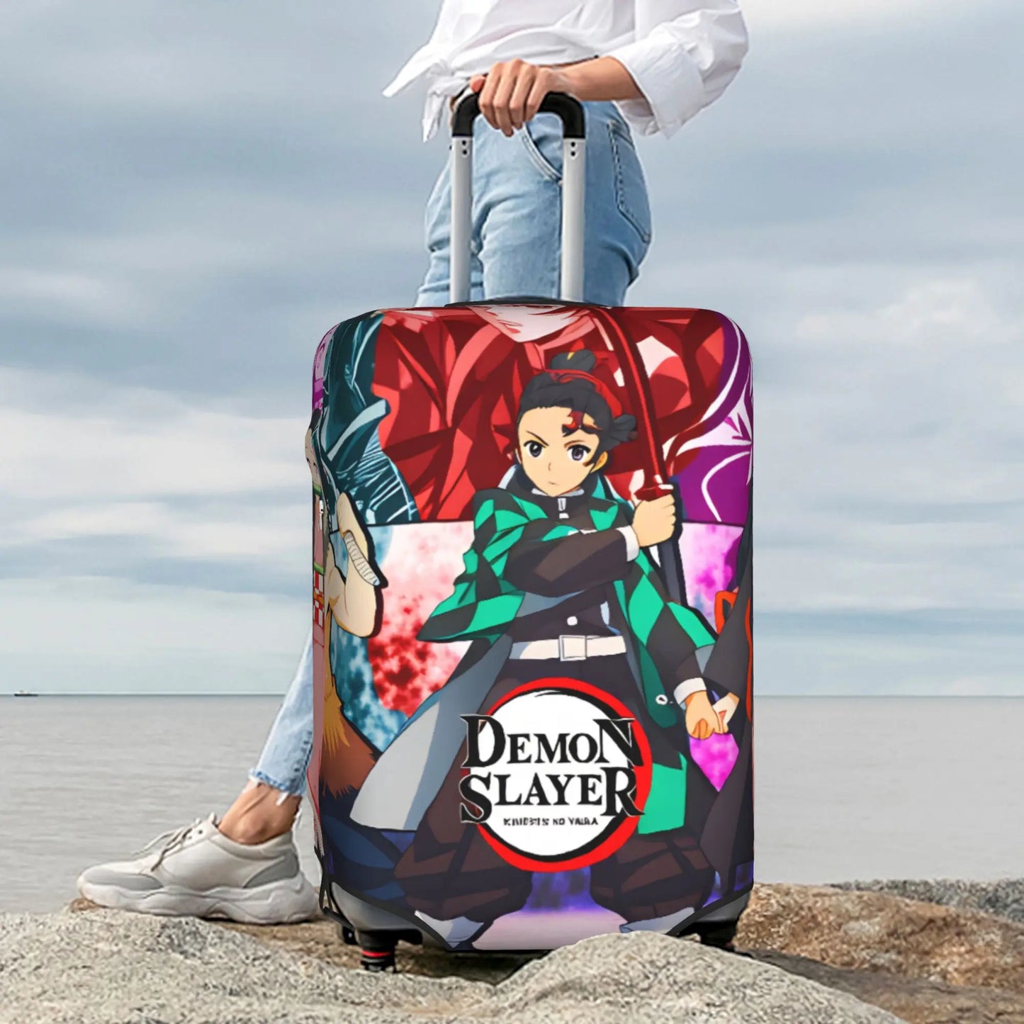 Manga Demon Slayer Luggage Cover Elastic Kimetsu No Yaiba Travel Suitcase Protective Covers Suit For 18-32 inch
