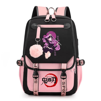 Demon Slayer Anime Print Backpack for Girls Casual School Bookbag Lightweight Teen Travel Rucksack
