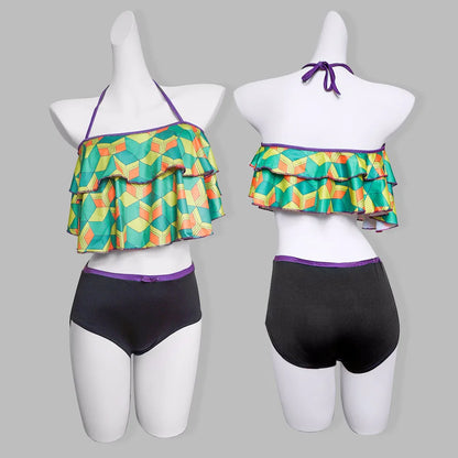 Anime Demonn Slayer Cosplay Swimsuit Shinobu Kimetsu No Yaiba Tanjiro Nezuko Bathing Suit for Pool Beach Party Cosplay Costume