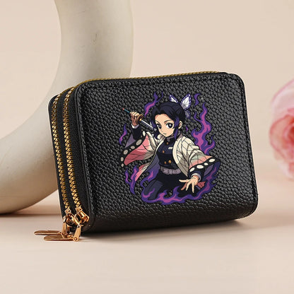 Demon Slayer Kamado Nezuko Women Short PU Wallet Tsuyuri Kanawo Kochou Shinobu ID Card Horders Multi-card Billfold Coin Purses