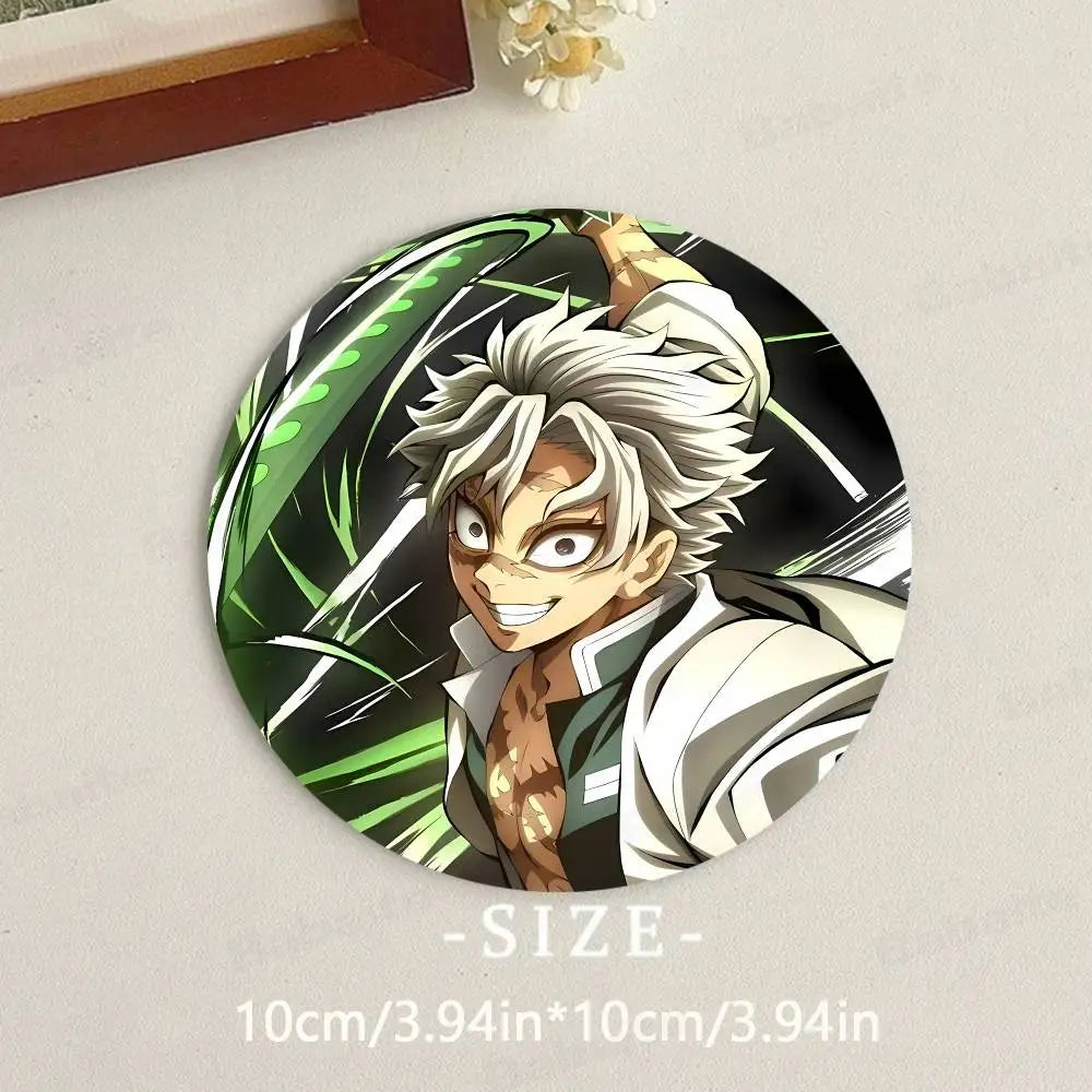 Cartoon Character Shinazugawa Sanemi Wood Coasters Round Coaster Non-slip Heat Insulation Coffee Mats Home Accessories Kitchen
