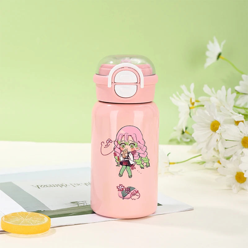 500ml Demon Slayer Thermos Cup 316 Stainless Steel Insulated Cup Girl Boy Anime Portable Straw Water Bottles Kid Travel Cup Gift