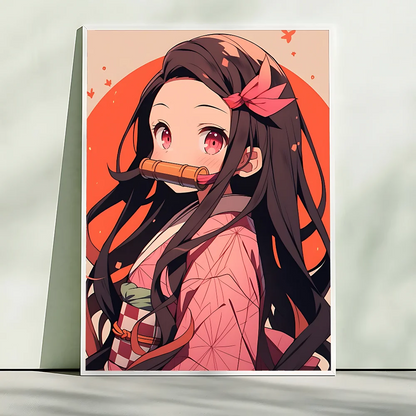 Demon Slayer Nezuko Kamado Cartoon Poster HD Art Sticky Wall Waterproof Home Living Room Bedroom Bar Aesthetic Decoration
