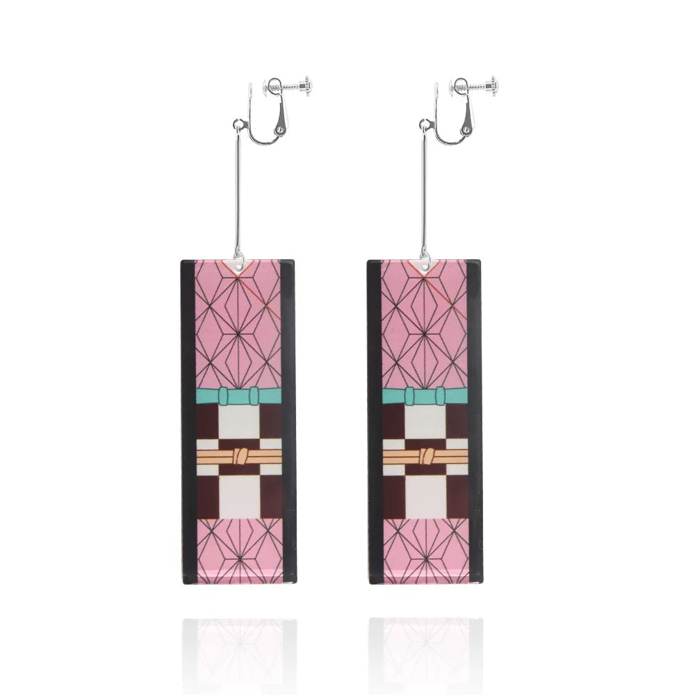 Creative Trinket Acrylic Tanjiro Earrings for Women Girl Accessories Handmade Hoop Earring Anime Jewelry earrings pendientes