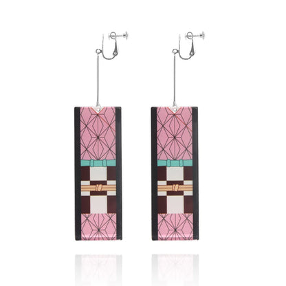 Creative Trinket Acrylic Tanjiro Earrings for Women Girl Accessories Handmade Hoop Earring Anime Jewelry earrings pendientes