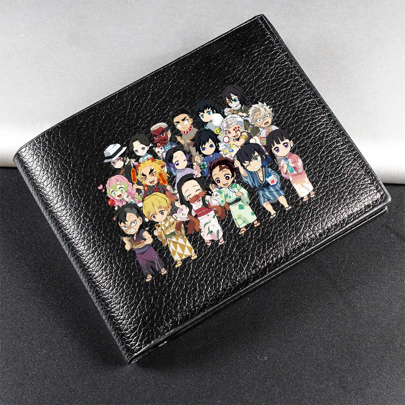 Demon Slayer Man Wallet Anime Print Short Wallets Portable Card Pack Fashion Zipper Coin Purse Adult Card Holder Male Money Bag