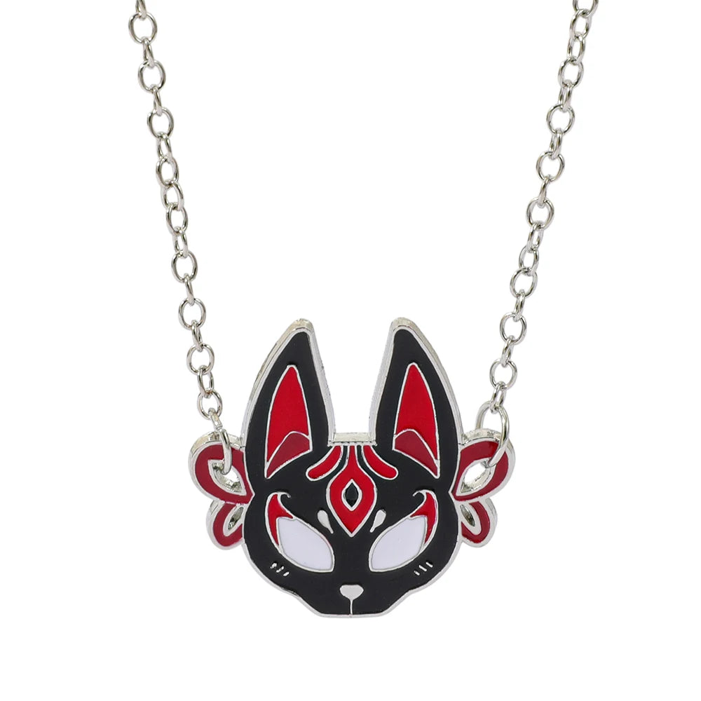 Demon Slayer fox Mask Pendant Necklace, Demon Slayer Pendant Accessory Suitable for Cosplay Accessories