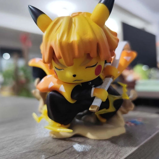 11cm Hot Anime Demon Slayer Yellow Lightning Agatsuma Zenitsu Figurine PVC Statue Model Doll Collection Ornament Toys Boys Gifts
