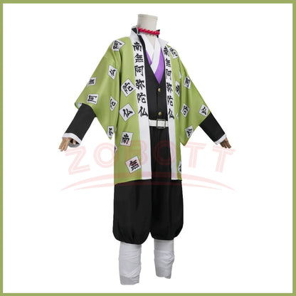 Anime Himejima Gyomei Cosplay Costume Monk Printing Outer Drape Team Uniform Bracelets Man Halloween Carnival Party Cosplay Suit