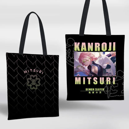 Demon Slayer Mini Shoulder Bag Tanjirou Nezuko Tote Bag Anime Canvas Backpack for Travel Hand-Painted Tote Bag Simple Style Gift